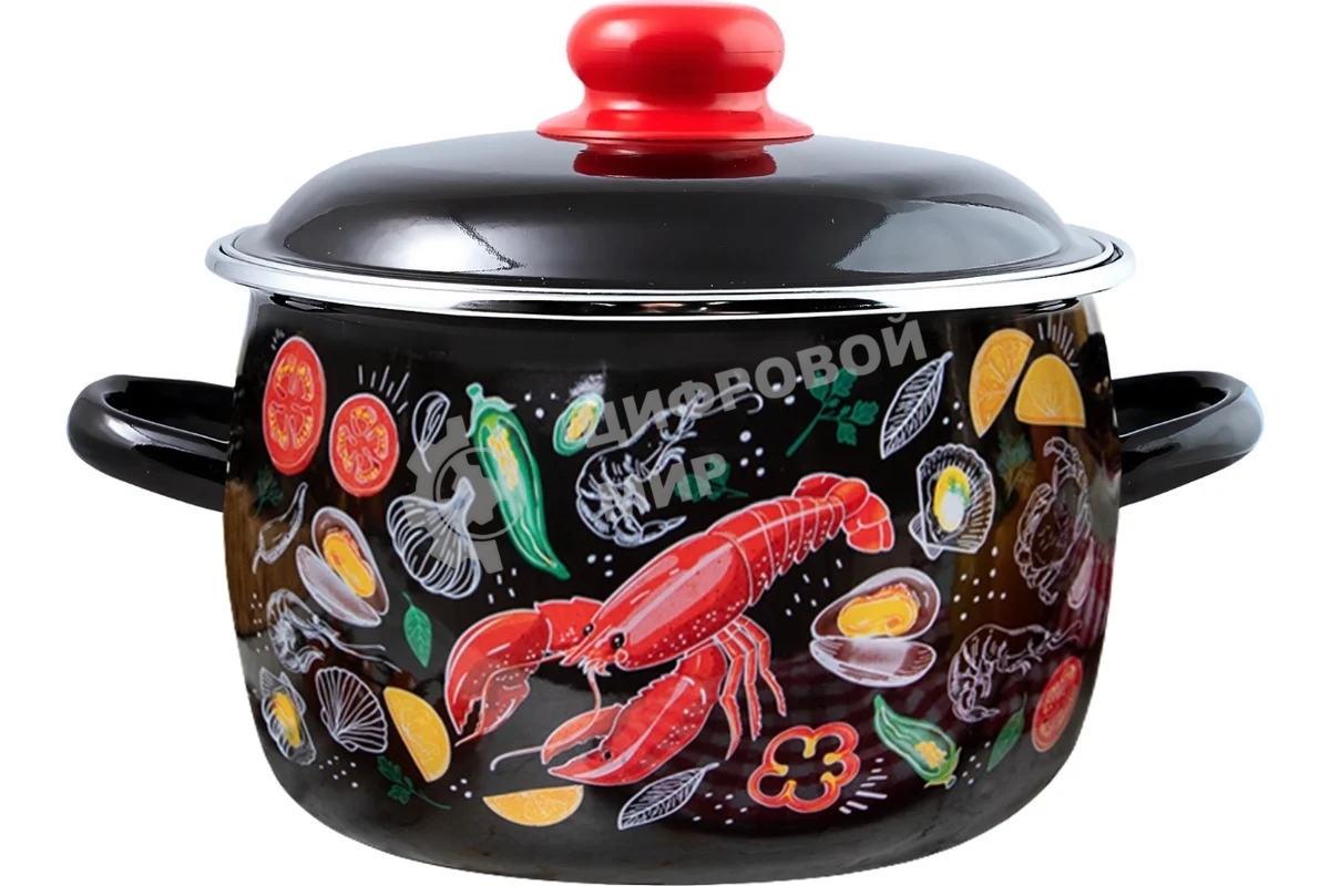 Кастрюля Appetite 1RC161M Лобстер с крышкой эмаль, сфер. 2 л