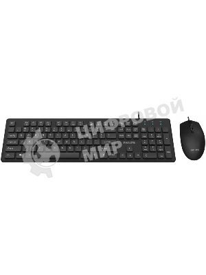 Комплект клавиатура+мышь Philips SPT6264 проводной, USB, 1200 DPI, чёрный