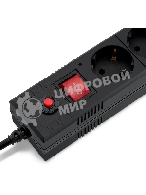 Удлинитель с сетевым фильтром 6х1.8 м с заземл. 10А IP20 BU-SP1.8 USB 2A CCA 3х0.75 2USB черный BURO 992310