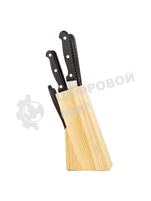 Набор ножей LARA LR05-53 7 предметов: ДЕРЕВЯННАЯ ПОДСТАВКА + 5 ножей + ножницы, нержавеющая сталь 2CR13