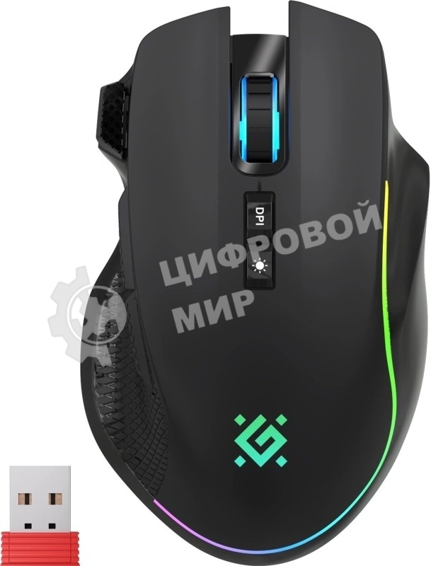 Мышь беспроводная/проводная Defender Immortal GM-421 черный, 10000 dpi, радиоканал, Bluetooth, USB, кнопки - 9