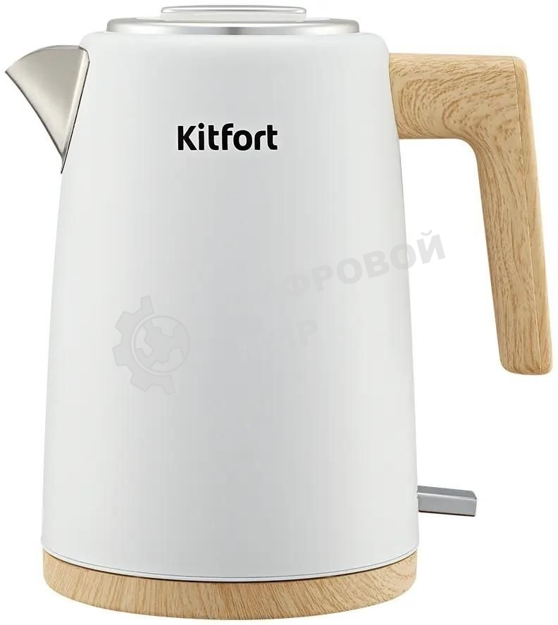 Чайник электрический Kitfort КТ-6794 1.7л. 2200Вт белый/дерево корпус: нерж.сталь/пластик
