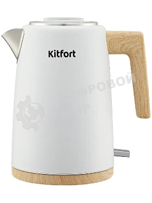 Чайник электрический Kitfort КТ-6794 1.7л. 2200Вт белый/дерево корпус: нерж.сталь/пластик