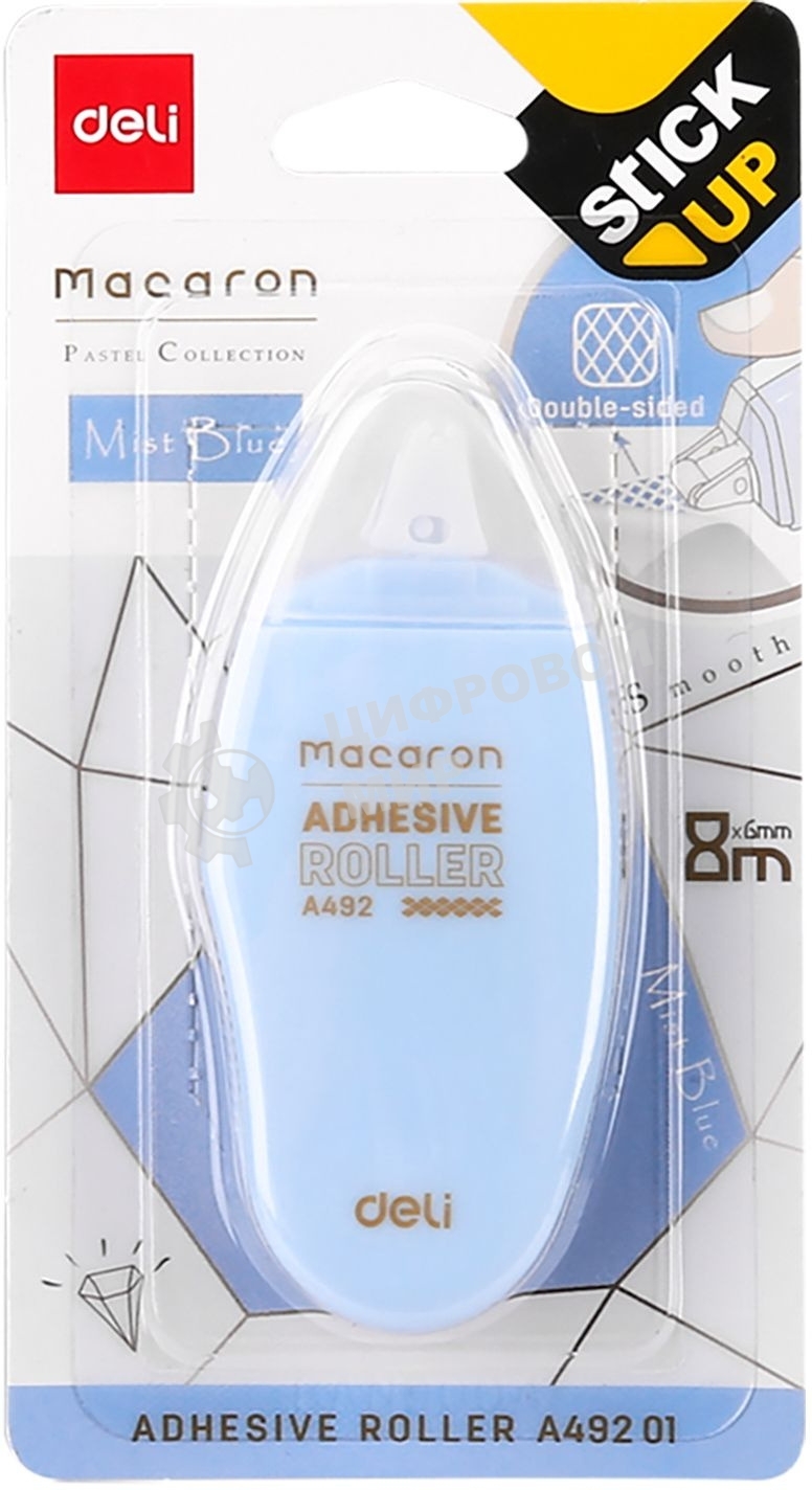 Клеющий роллер Deli EA49201 прозрачный блистер 6мм x 8м Macaron