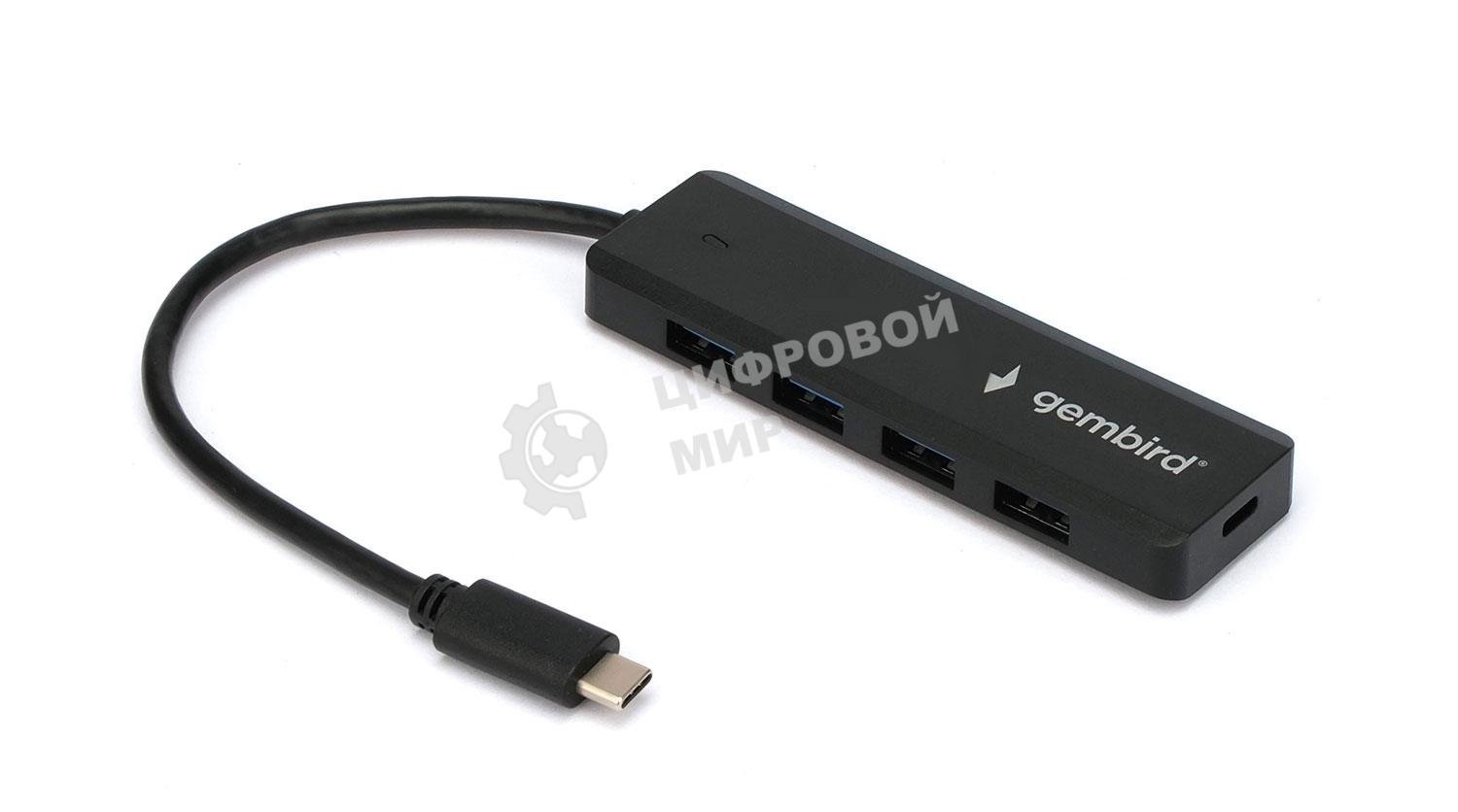 Концентратор USB 3.0 Gembird UHB-C424, 4 порта, кабель Type-C 19см, с доп питанием (Type-C)