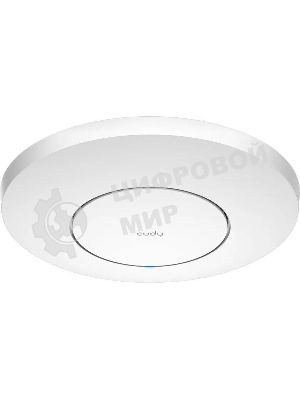 Точка доступа AX3000 Dual Band Ceiling Mount Wi-Fi 6 Access Point, Chipset MT7981, 802.11ax/ac/a/b/g/n, 2402Mbps at 5GHz + 574Mbps at 2.4GHz, 1 x 2.5G RJ45 Port, MU-MIMO, Support 12V DC or 802.3at PoE or Passive PoE, Internal Antennas, 48V passive PoE adapter included, Cudy Mesh Support