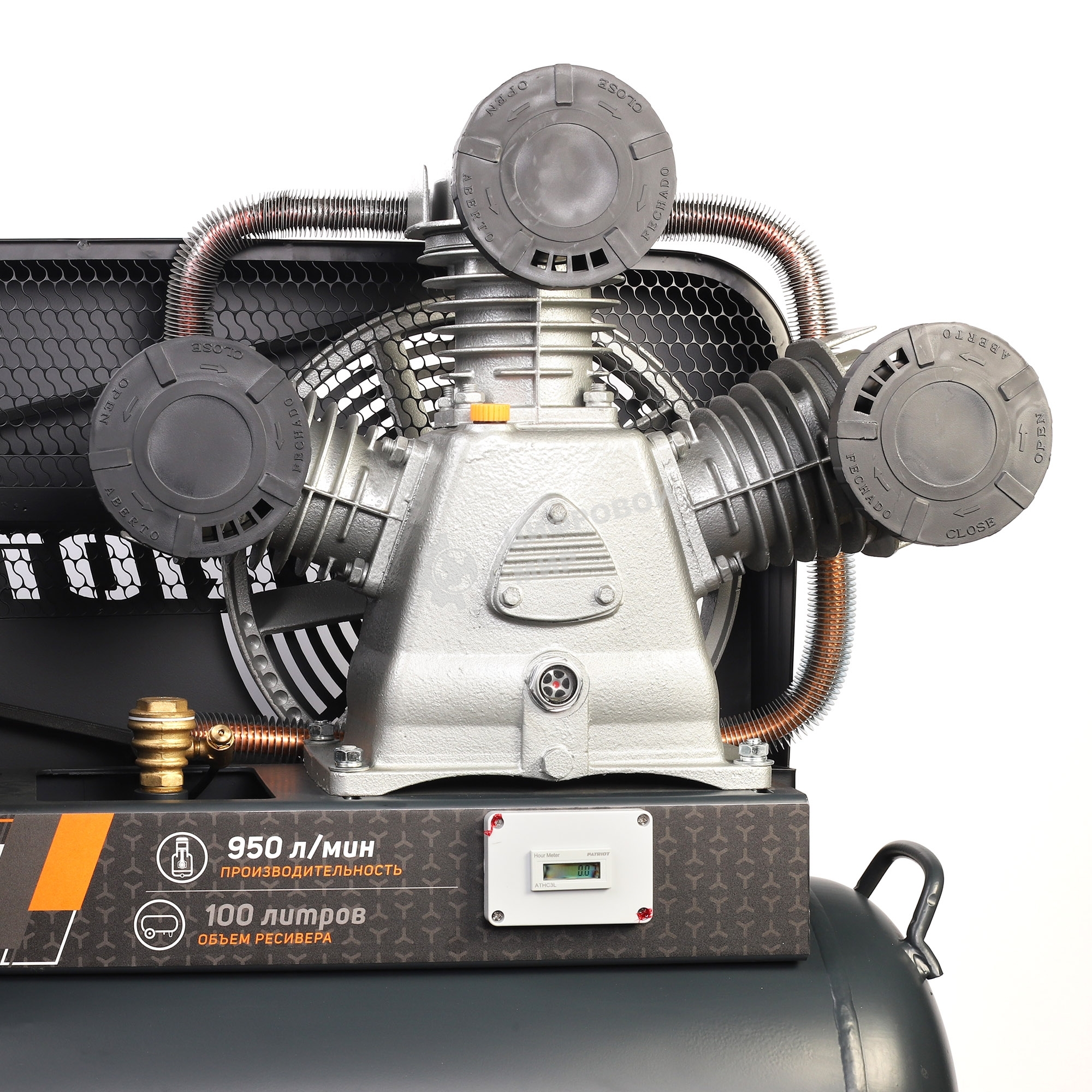 Компрессор поршневой Patriot KRX 950 L100 D ременной, масляный, 950 л/мин, 100 л, 10 бар, 5.5 кВт, 400 В