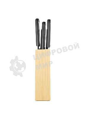 Набор ножей LARA LR05-53 7 предметов: ДЕРЕВЯННАЯ ПОДСТАВКА + 5 ножей + ножницы, нержавеющая сталь 2CR13