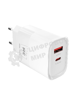 Сетевое зарядное устройство MORE CHOICE (4620202555595) NC82 1USB+1Type-C 3.0A PD 35W+QC3.0, белый