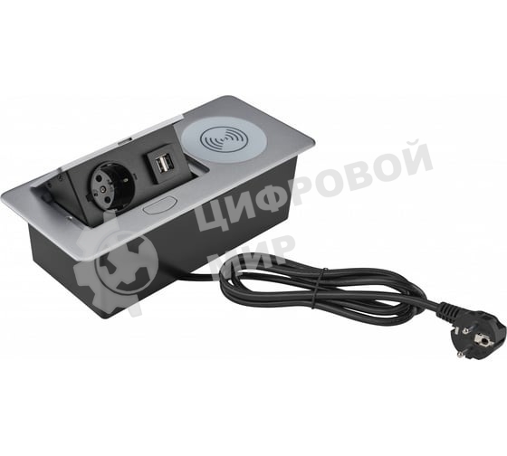 Розетка Cactus CS-SOCKET-USBA-WLESS для столешницы серебристый