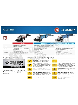 Угловая шлифовальная машина Зубр Профессионал одноруч. хват, пылезащита, 125 мм, 11000 об/мин, 750 Вт УШМ-П125-750