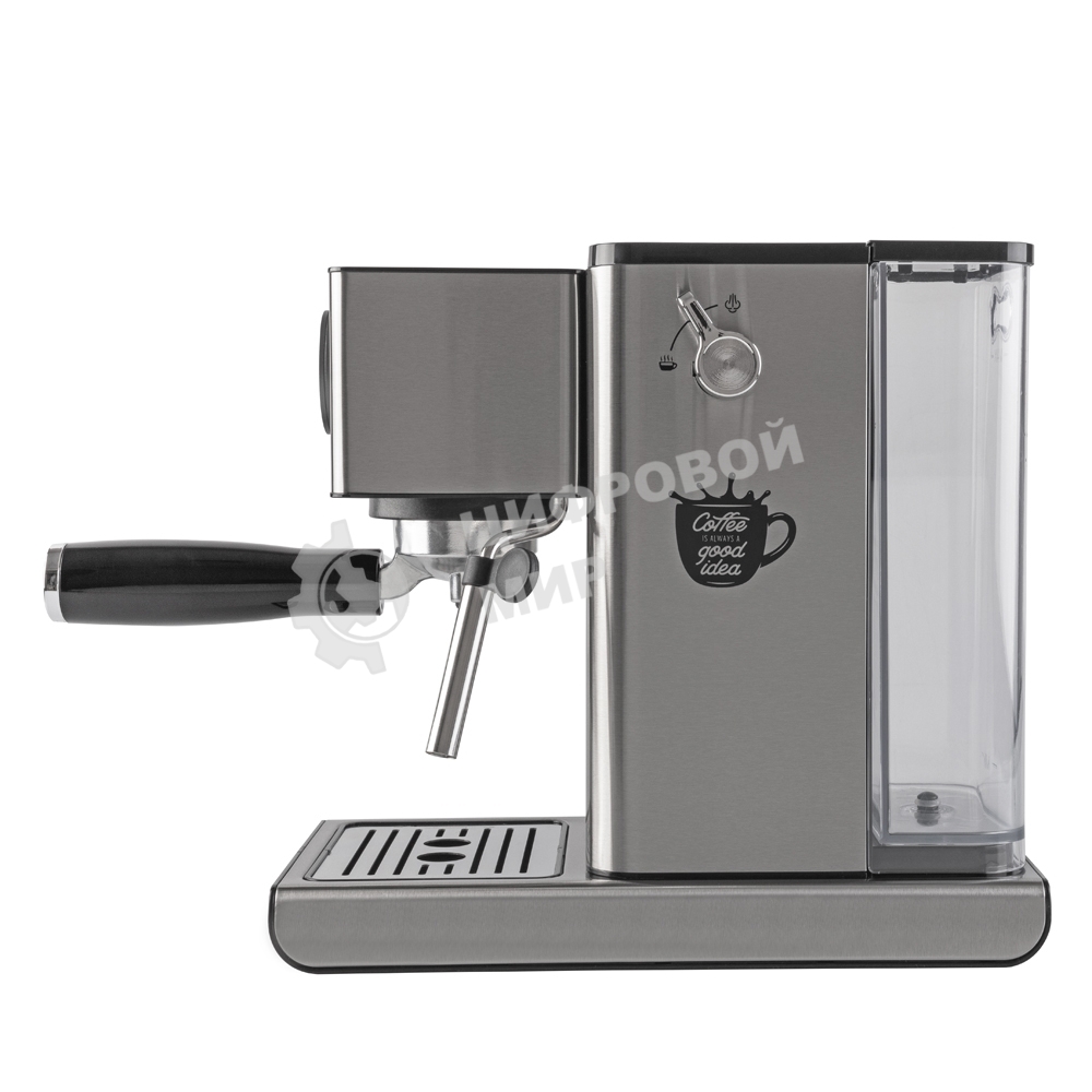 Кофеварка рожковая Endever Costa-1090 стальной, исп. кофе - молотый, 1,2 л, 1400 Вт, 15 бар