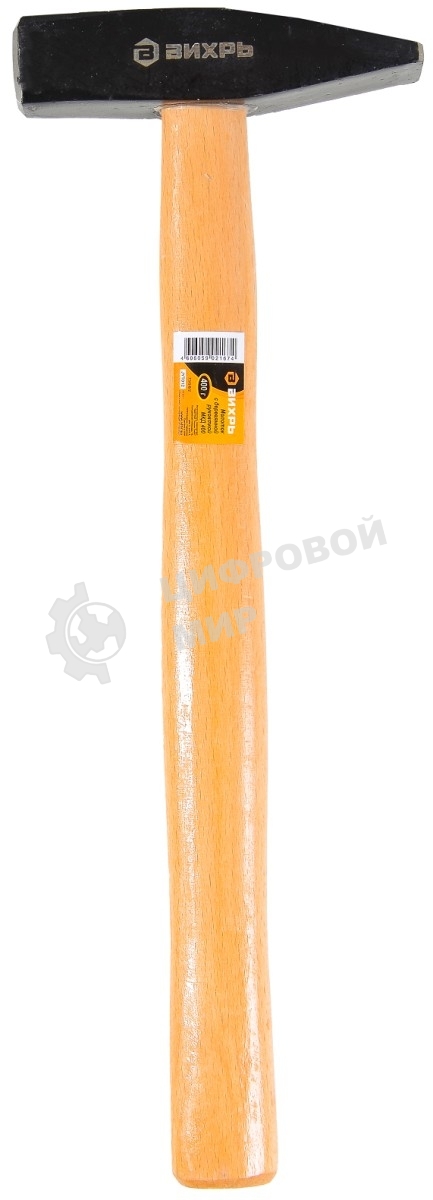 Молоток Вихрь 400 гр, квадратный боек, деревянная ручка