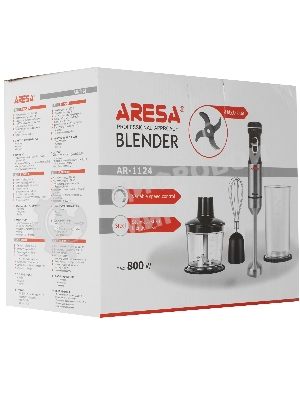 Блендер погружной Aresa AR-1124 серебристый, 800 Вт, плавная регулировка, турбо