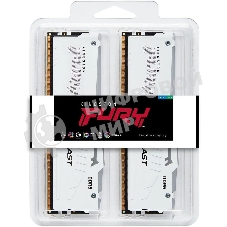 Оперативная память Kingston Fury Beast, DDR5, 32Gb (2x16Gb), 5600MHz, CL40, DIMM, с радиаторами, RGB, белый