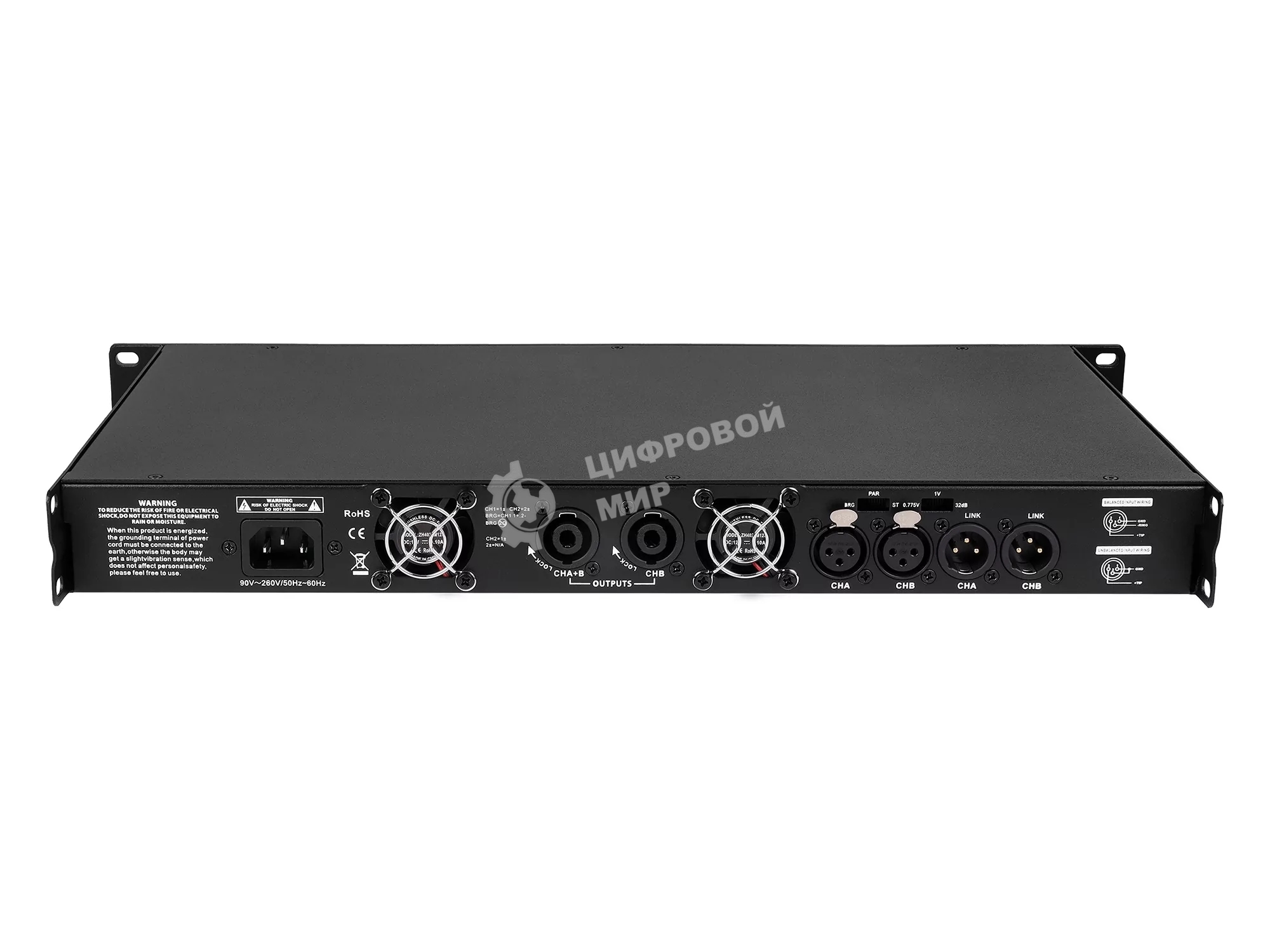 Усилитель Intrend ALS 2500 Двухканальный, 2х500Вт/8Ом, 2х800Вт/4Ом, 2х1100Вт/2Ом, 1х1600Вт/8Ом, 1х2200Вт/4Ом