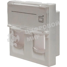 Панель Suprlan 10-0302-1, лицевая со шторкой 45x45, 2xKeystone ABS пластик, белый