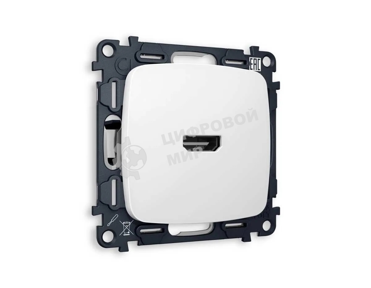 Комплект механизма розетки HDMI 2.0 OMEGA Белый матовый 40V/500MO 2.0GHz 5-18Gbit/s QUANT (OP1340, VM222) MO134010