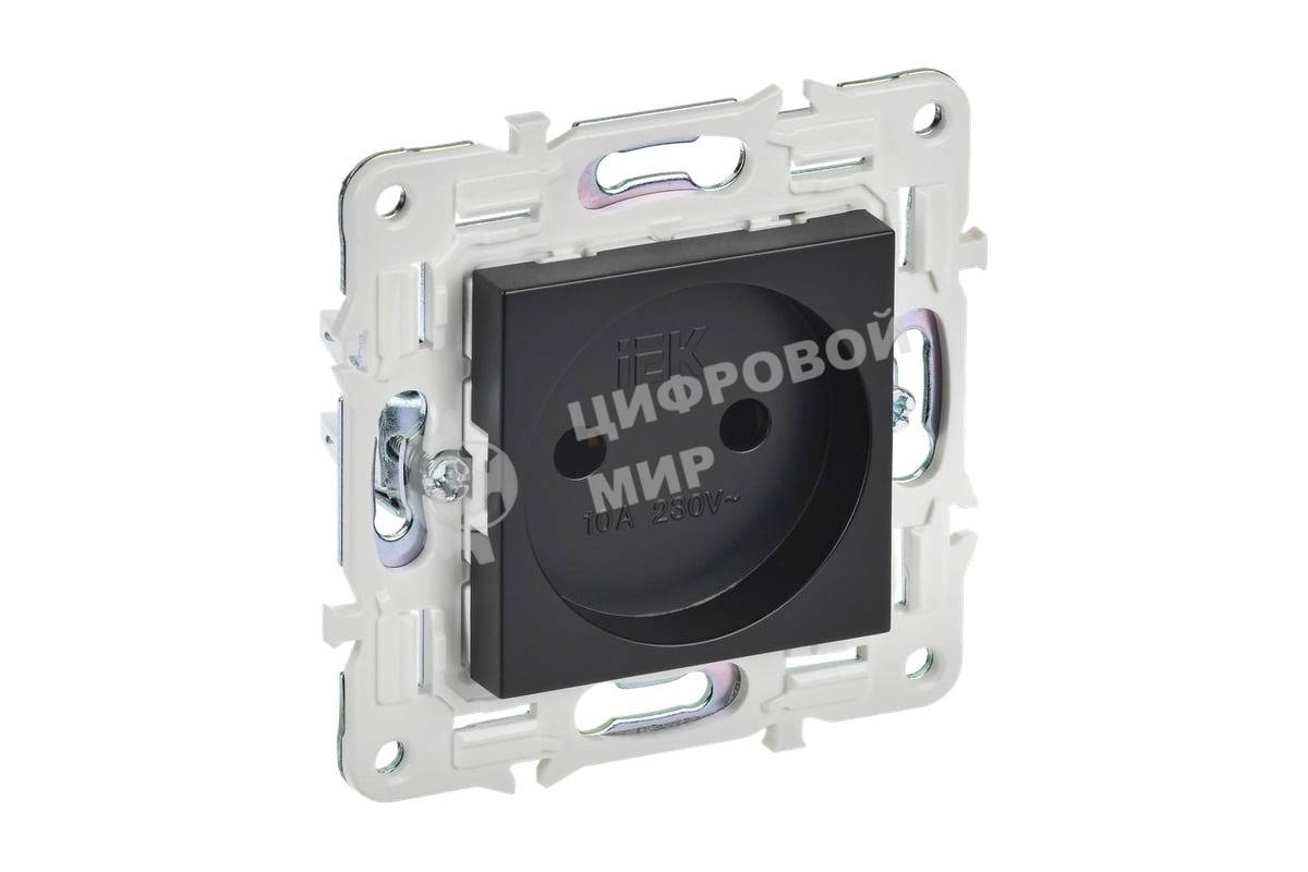 Розетка SKANDY 10А без заземл. без защ. шторок SK-R02Bl черный IEK SK-R10-10-K02