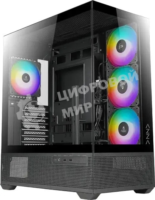 Компьютерный корпус Azza TIARA черный без БП ATX 4x120мм 2xUSB 3.0 1xUSB3.1 audio bott PSU
