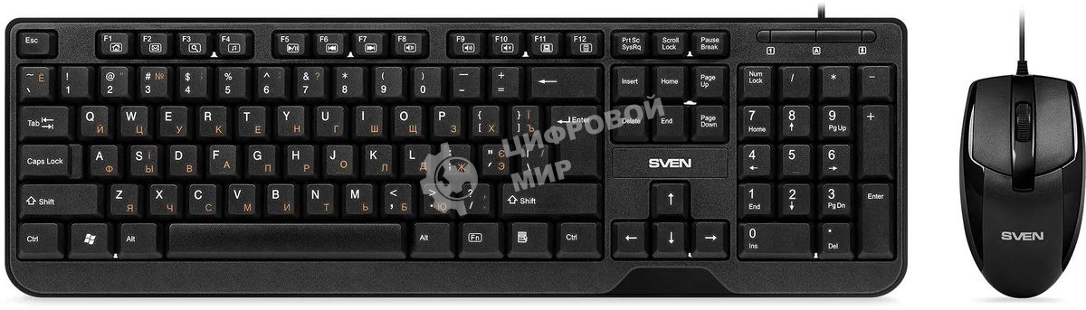 Комплект клавиатура + мышь SVEN KB-S330C черный (104+12Fn)+3кл, 1200DPI)