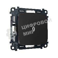 Комплект механизма 1-кл выключателя с самовозвратом с подсветкой 5600K OMEGA Черный матовый QUANT (OP8020, VM113, G14W) MO802055