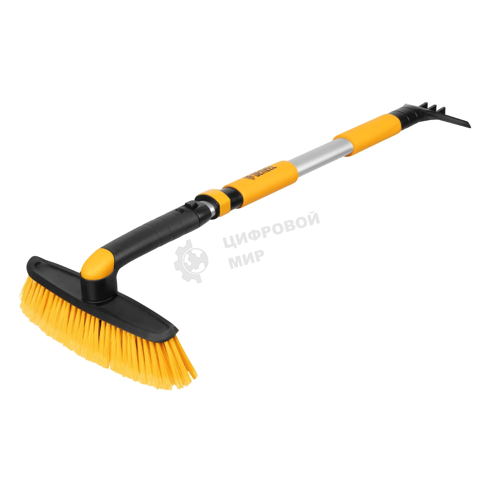 Щетка сметка со скребком Denzel телескоп, поворотная голова, 750-1120 мм