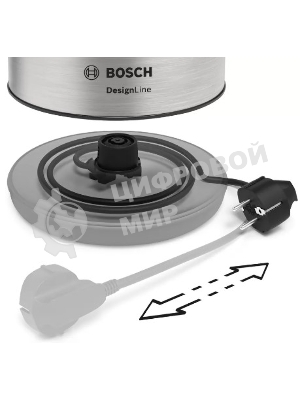 Чайник электрический Bosch TWK3P420 1.7 л, 2400 Вт, черный (корпус: нержавеющая сталь)