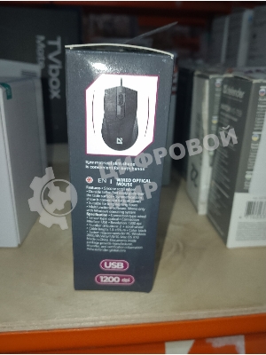 (Поврежденная упаковка) Мышка проводная DEFENDER USB OPTICAL OPTIMUM MB-270 3кн 1200dpi 1.8M BLACK 52271