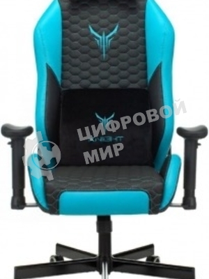 Кресло Knight Neon черный/голубой, экокожа, 120 кг, механизм качания