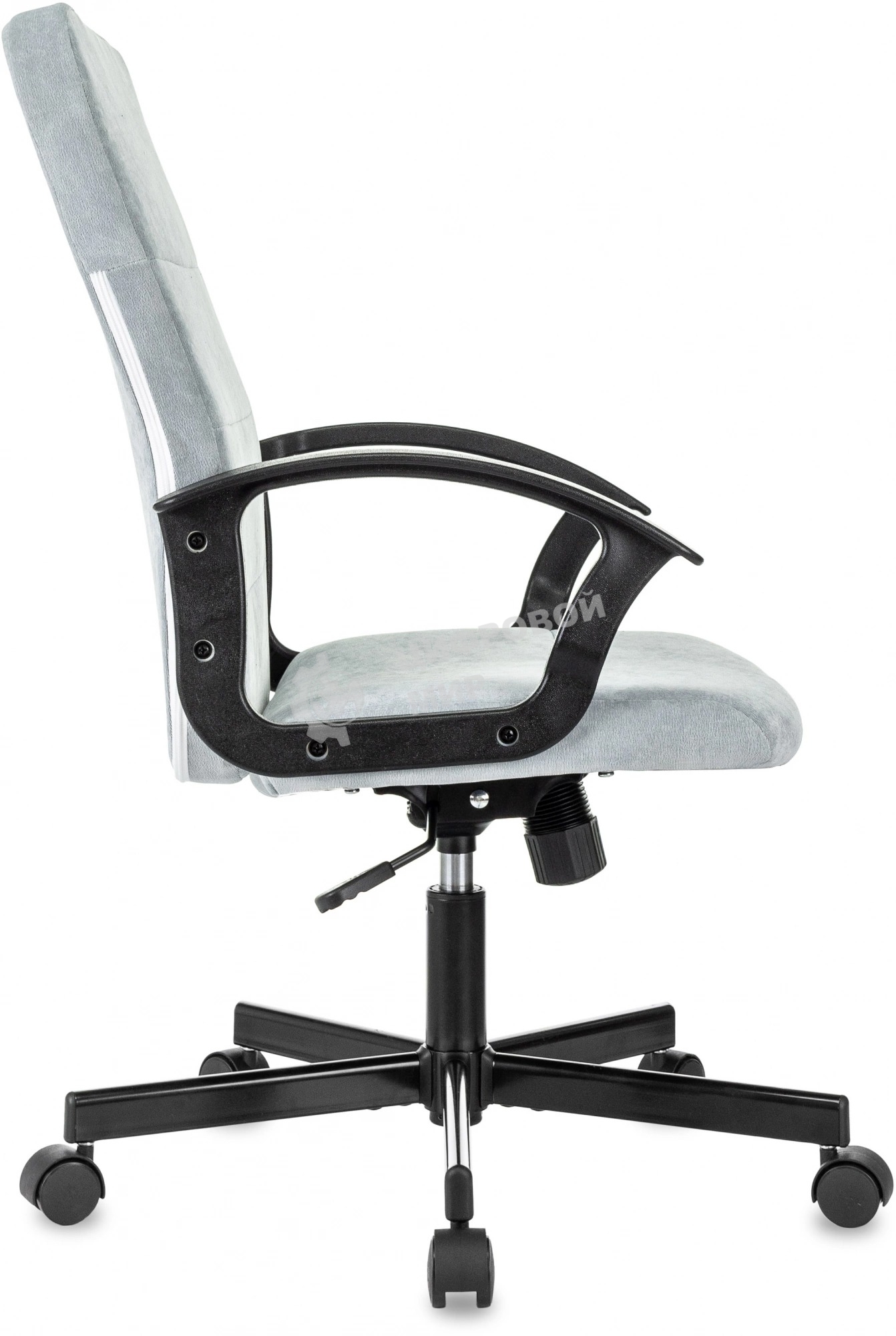 Кресло офисное Бюрократ Triest Fabric серо-голубой Light-28 крестов. металл черный