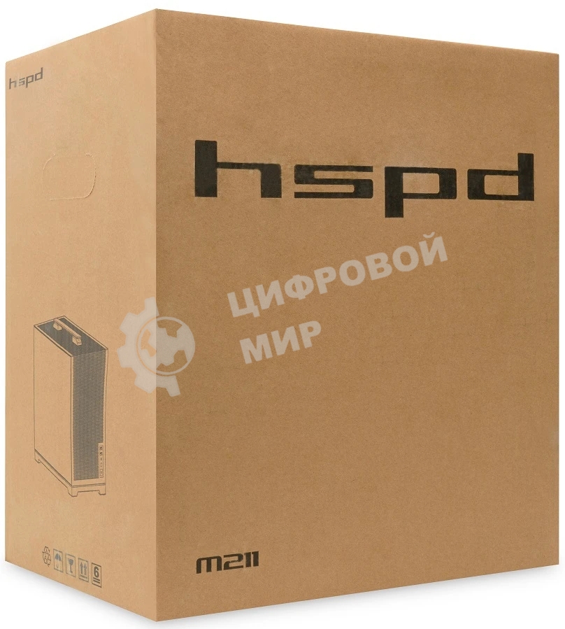Компьютерный корпус без блока питания Case HSPD M211, Mesh Mini-tower, Black, TG, 0.7 SPCC, no fans,mATX, mITX, 175/330/150мм, 2x2.5