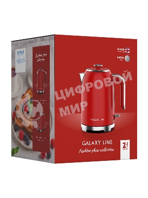 Чайник электрический Galaxy Line GL 0349 1.7 л, 2200 Вт, красный корпус: нерж.сталь (ГЛ0349Л)