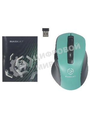 Мышь беспроводная Raskat M020W зеленый/черный, 2400 dpi, радиоканал, Bluetooth, USB, кнопки - 7