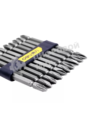 Набор двухсторонних бит 10 шт Deli DL6903 PH2x110мм, сталь S2 с твердостью 58-60HRC, пласт.кейс