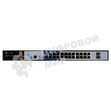 Коммутатор GIGALINK GL-SW-G205-24P, 24×1 Гбит/с PoE + 2×1 Гбит/с SFP, настраиваемый