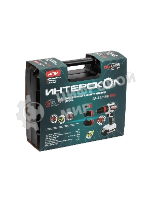 Дрель-шуруповерт ИНТЕРСКОЛ ДА-13/18В 50 КОМБИ, 18 В, 2 Ач, 50 Нм, бесщеточный