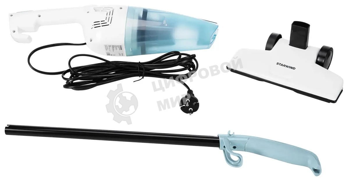 Пылесос ручной Starwind SCH1650 белый, питание от сети, 120 Вт, уборка сухая, пылесборник 1 л