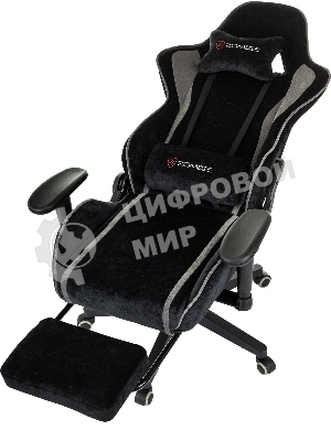 Кресло Zombie Drift/F черный/серый, экокожа, 120 кг, механизм качания, подставка для ног