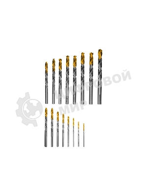 Набор сверл по металлу Denzel 1-10 мм, Р6М5-TiN, Golden Tip, 19 шт