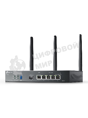 VPN-маршрутизатор TP-Link ER706W Omada с гигабитными портами и поддержкой Wi-Fi AX3000, 1 гиг. SFP WAN/LAN, 1 гиг. RJ45 WAN, 4 гиг. RJ45 WAN/LAN, USB 3.0, до 574 М/с на 2,4 ГГц + до 2402 М/с