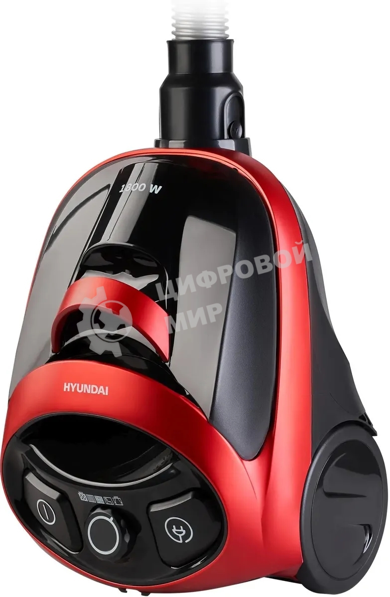 Пылесос Hyundai HYV-C1990 красный/черный, 250/1800 Вт, уборка сухая, пылесборник контейнер, 1.5 л