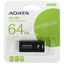 Флешка USB ADATA UC320 (UC320-64G-RBK/BK), 64Gb, USB 3.2, R/W 100/30, черный
