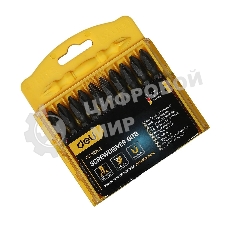 Набор двухсторонних торсионных бит для ударных шуруповертов 10 шт Deli DL252202 PH2x65мм, сталь S2, пласт.кейс