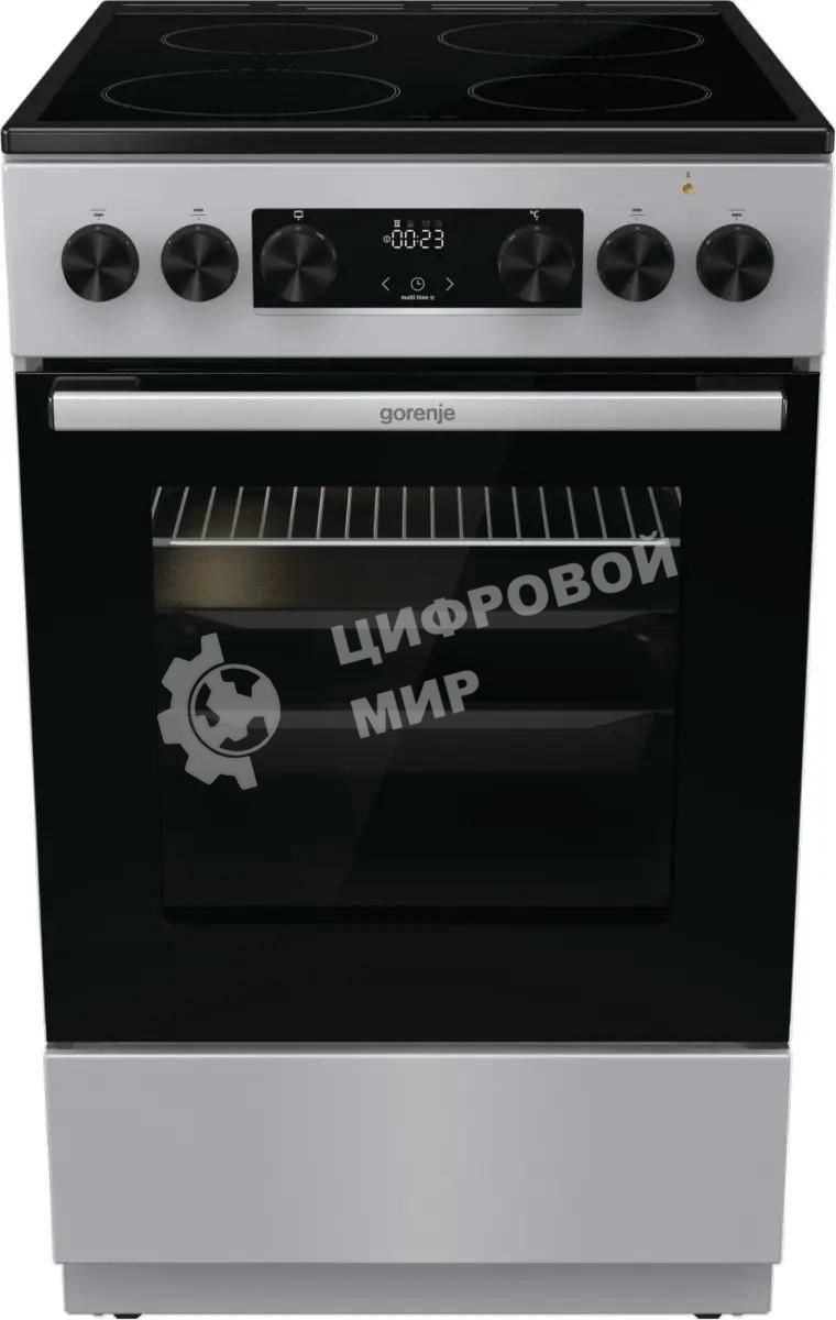 Плита электрическая Gorenje GEC5C41SG серый, конфорок 4 электрических, духовка 70 л, 50 см x 85 см x 59.4 см (без крышки)