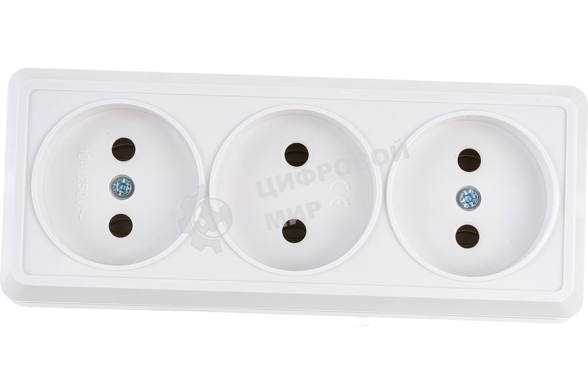 Розетка 3-м ОП Октава 10А IP20 без заземл. бел. IEK ERO30-K01-10-DC