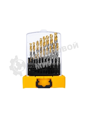 Набор сверл по металлу Denzel 1-10 мм, Р6М5-TiN, Golden Tip, 19 шт