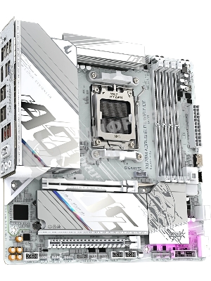 Материнская плата Gigabyte X870M AORUS ELITE WIFI7 ICE, AM5, AMD X870, 4xDDR5, 2xSATA, 2xM.2, 1xPCIe 5.0 x16, 1xPCIe 4.0 x16, 1xHDMI, 1x2.5Gb LAN, Wi-Fi 7, Bluetooth 5.4, 2xUSB-C 40Gbps (USB4), 2xUSB-A 10Gbps, 4xUSB-A 5Gbps, 4xUSB-A 2.0, 3x3.5 мм + S/PDIF оптический, 7.1, белый, mATX