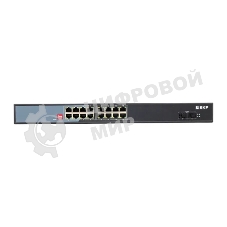 Коммутатор EKF TSX-U-2GX/SFP-16GTP-R, 16×1 Гбит/с PoE + 2×1 Гбит/с SFP, неуправляемый