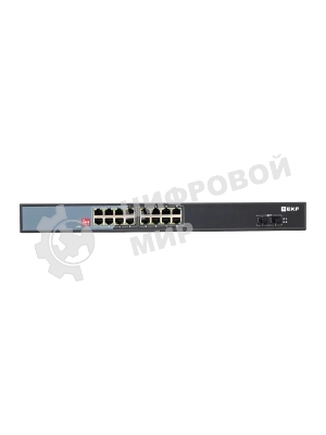 Коммутатор EKF TSX-U-2GX/SFP-16GTP-R, 16×1 Гбит/с PoE + 2×1 Гбит/с SFP, неуправляемый